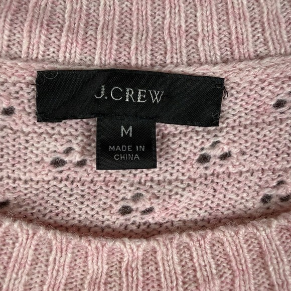 J.Crew Sweater Women's Medium Pink Pointelle Crew Neck Wool Alpaca Blend - Picture 3 of 6